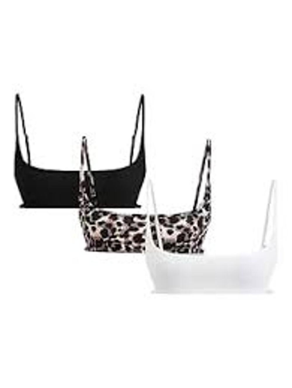 SEXY Comfy Loungewear Bralettes Set of 3 White Black Leopard Size XS Crop Top